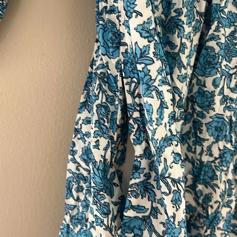 NWT J. Crew Blue Floral V-neck midi dress XS - Picture 3 of 7